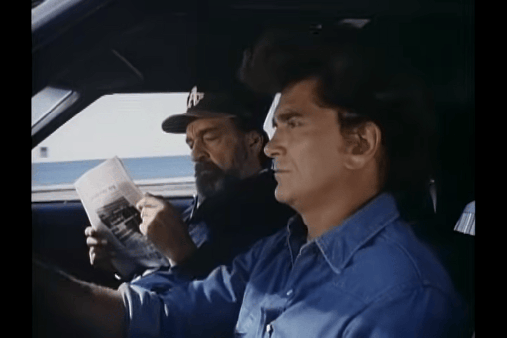 Actors Michael Landon and Victor French in Highway To Heaven