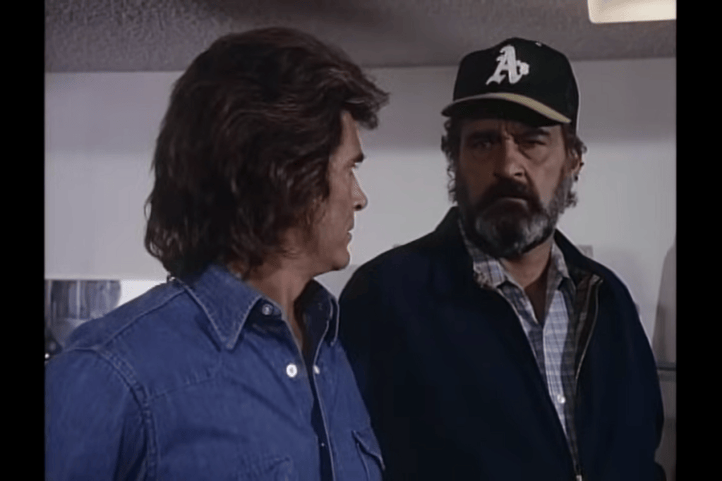 Actors Michael Landon and Victor French in Highway To Heaven